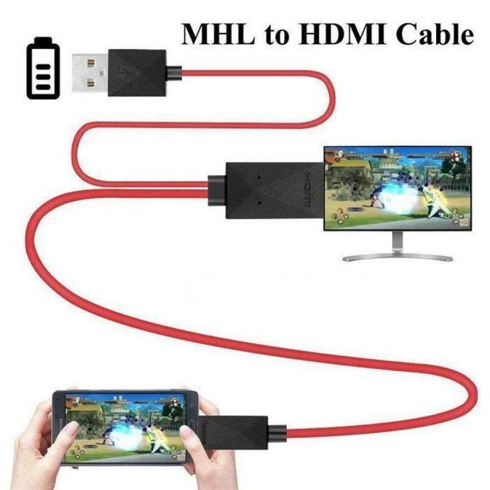 Adaptateur de câble MHL Micro USB vers HDMI 1080P HD TV pour téléphones Android Samsung-rouge Jes6136