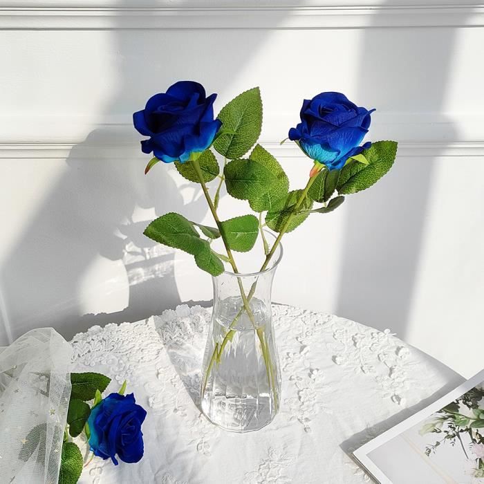 bouquet de roses bleues et rouges