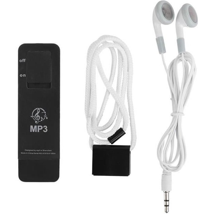 Lecteur de musique Mini MP3 32 Go - Noir - Prise en charge de la carte mémoire USB 2.0