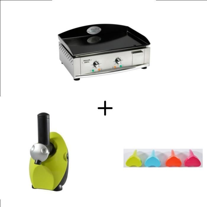 ROLLER GRILL Plancha électrique émaillée 600E + Sorbetière et Sucettes