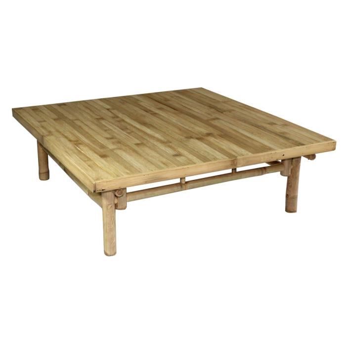 table basse carrée en bambou dimension produit : l 90 x p 90 x h 29 cm bois clair