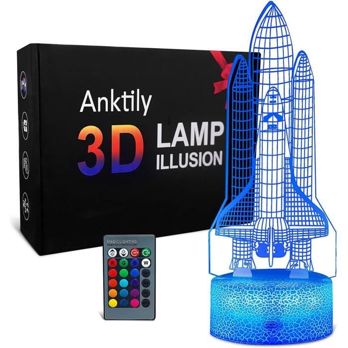 Veilleuse,Black Base-7 Color No Remote--Lampe Led 3D en forme de lune et de chat, en acrylique