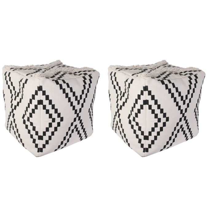 HOME DECO FACTRY Lot De 2 Poufs - Home Deco Factory - Mirage - Berb&egrave;res - Ultra-confortables 