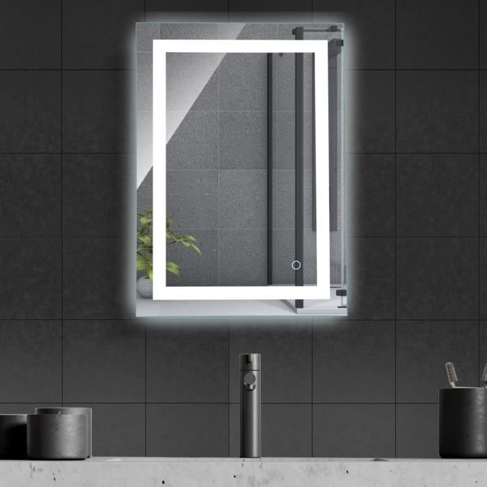 Miroir De Salle De Bain LED Anti-Buée - Commande Tactile - Diamètre 70cm - Blanc Chaud