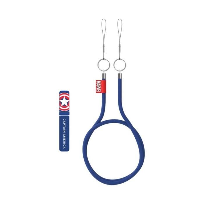 Accessoire - Pack Dragonne et Socle Stand - Compatible Samsung - Motifs Marvel - Couleur Bleu