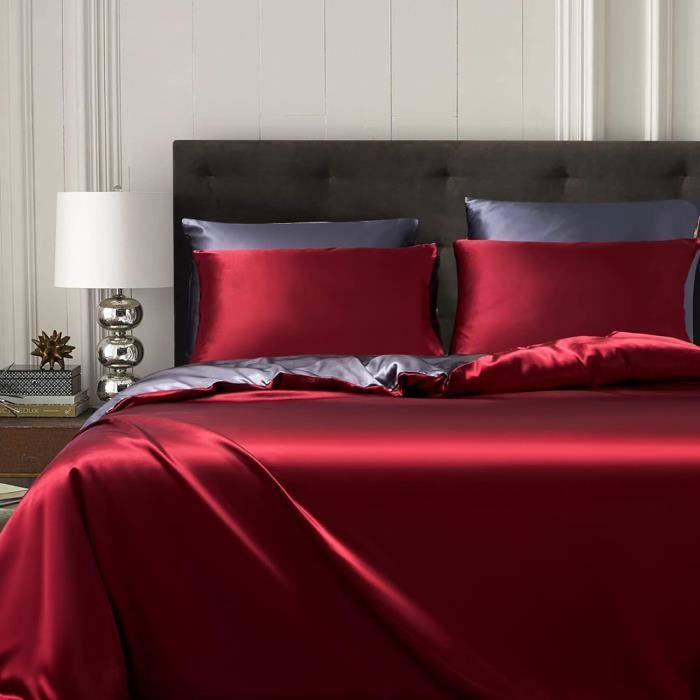Jupon De Lit Pottery Barn – Taille Complète – Rouge Bordeaux Damassé – Occasion – Avec Deux Taies Standards