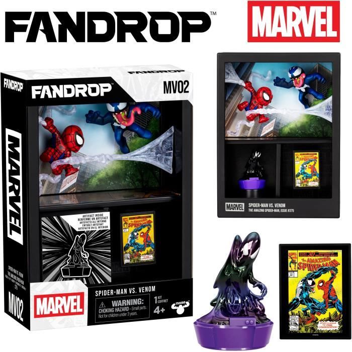 Figurine FANDROP x STAR WARS Spider Man vs Venom Vitrine avec scène culte + mini affiche 18 cm