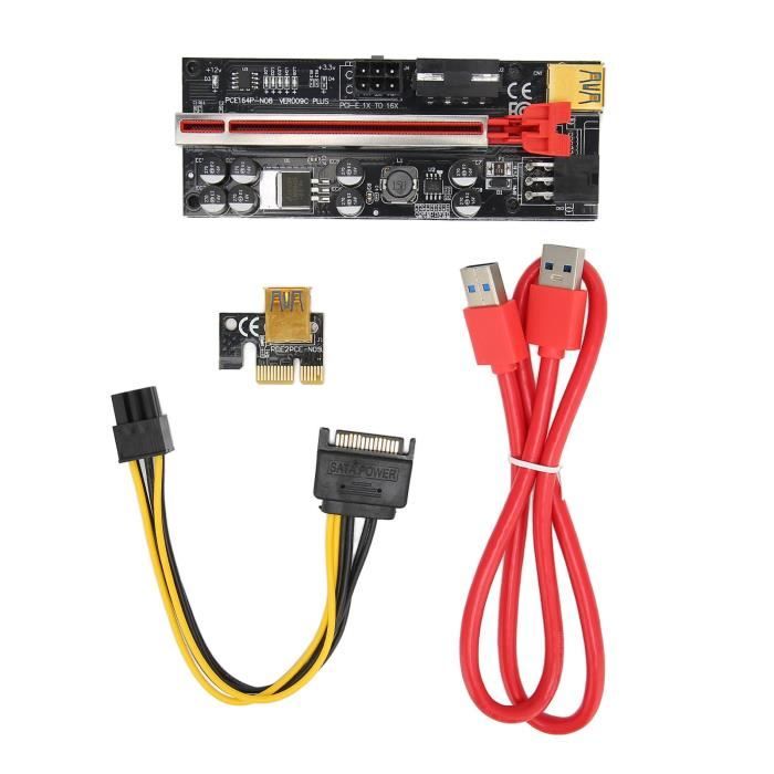 LAN Carte adaptateur PCIE Riser 1x à 16x carte adaptateur blindée ...