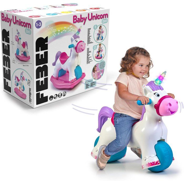 Trotteur 2-en-1 Licorne - FEBER - Baby Unicorn - Avec sons et lumières - Dès 12 mois