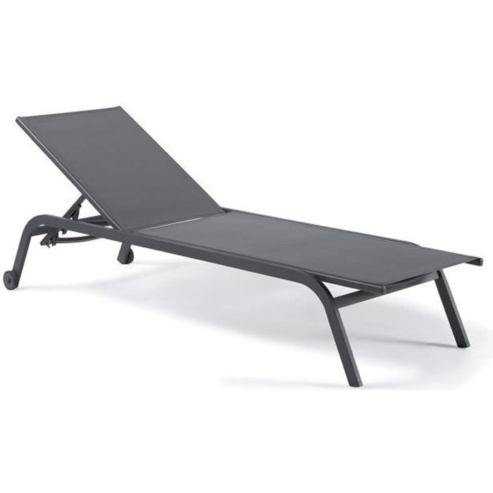 Bain De Soleil Aluminium Anthracite Et Textilene Gris Perth Cdiscount Jardin