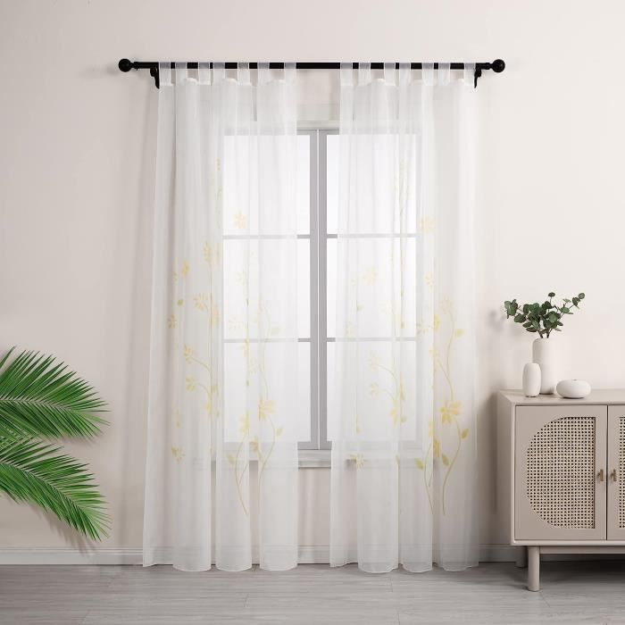 HongYa Lot De 2 Rideaux Voilages Dégradé Blanc Bleu – Élégance Fluide Pour Fenêtres – 175x140 Cm à Œillets – Voile Transparent Léger Et Lumineux