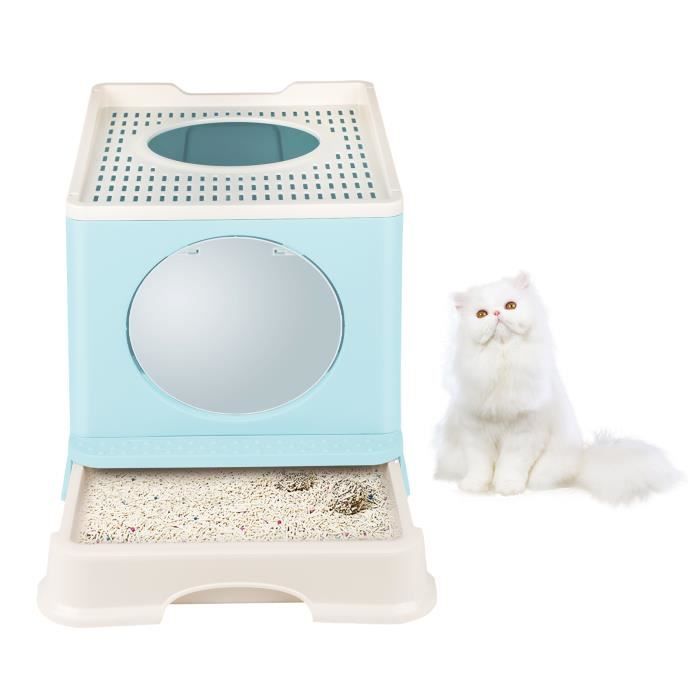 Meilleurs prix pour Bac à litière pliable pour chat - KEDIA - Bleu clair - 48*39*34cm - Anti-éclaboussures et anti-odeurs