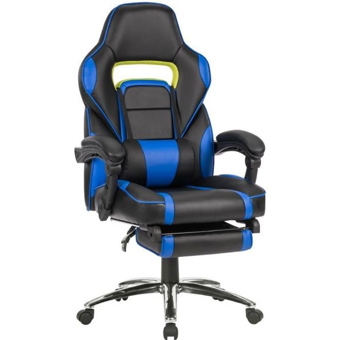 Langria Fauteuil De Bureau Racing Ajustable Pour Gaming Cuir Pu Cousin Lombaire Et Repose Pieds Dossier Haut Inclinable 90 175 Achat Vente Chaise De Bureau Cdiscount