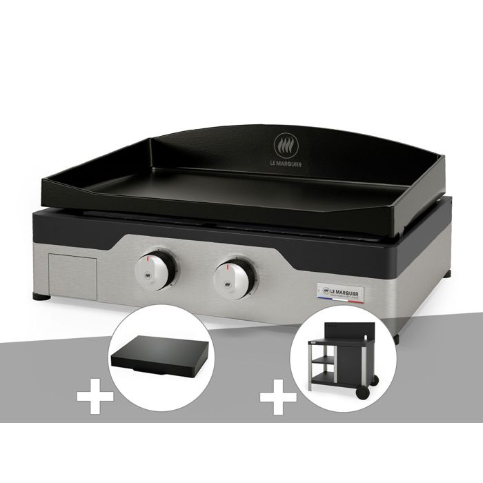 Plancha gaz Signature Allure 260 Duo + Couvercle de protection + Desserte - Le Marquier Plancha gaz Signature Allure 260 Duo + Couvercle de protection + Desserte - Le Marquier