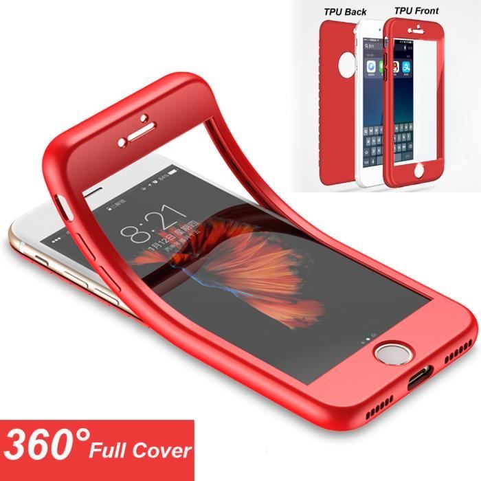 Coque Intégrale IPhone 6 Plus Rouge Silicone + Verre ...