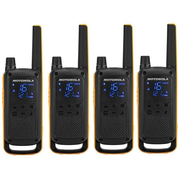 Paire de talkies walkies Motorola® T92 H2O IP67 rechargeables - Portée 10  km - Livrée en mallette