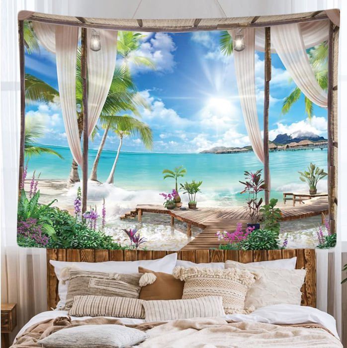 Tapisserie tie-dye soleil et lune : tenture murale céleste