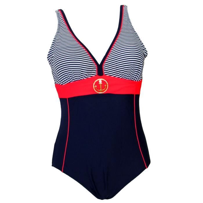 Maillot de Bain Femme 1 Pièce Monokini Marin Grande Taille Bleu - Cdiscount  Prêt-à-Porter