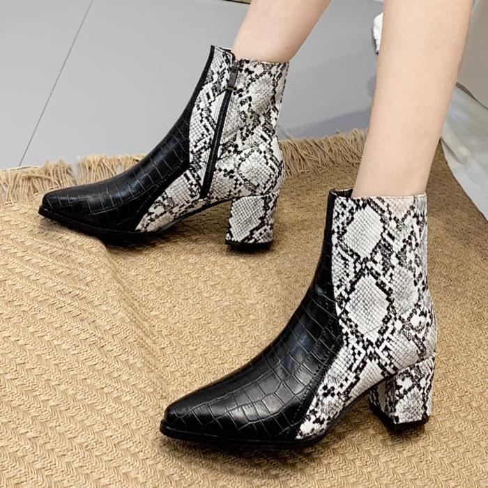 bottines femme effet serpent
