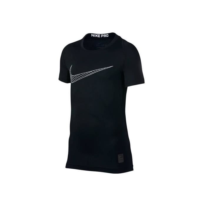 T Shirt de Compression Nike JR Noir Manches Courtes Garcon Noir Cdiscount Sport