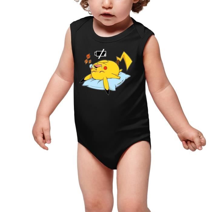 Body Bebe Sans Manches Noir Parodie Pokemon Pikachu Batterie Dechargee Body Bebe De Qualite Superieure De Taille 12 Mois Noir Cdiscount Pret A Porter