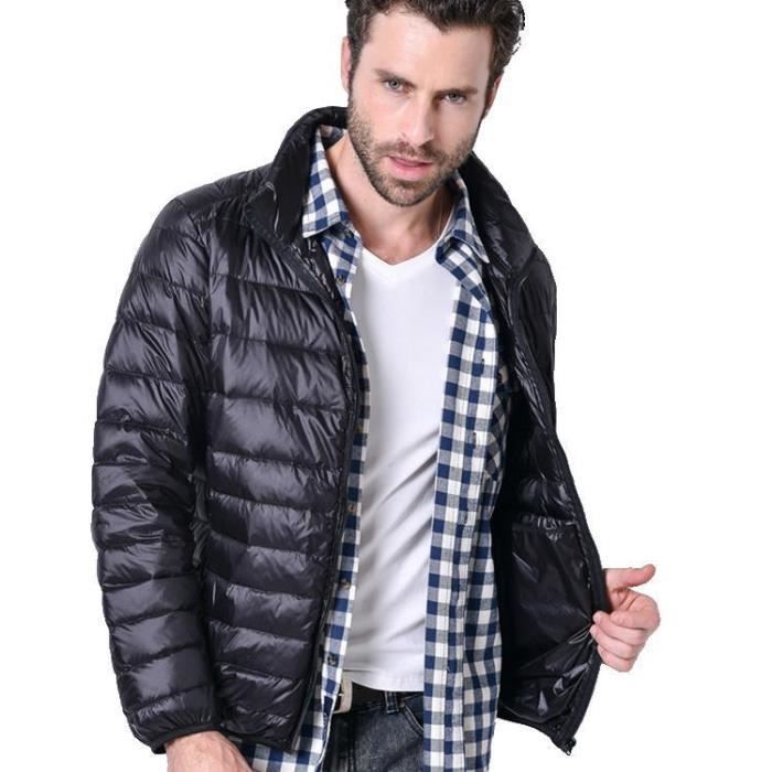 Doudoune Veste Homme Hiver Léger - Coupe Slim, Col Montant, Coupe-vent, Grande Taille Disponible
