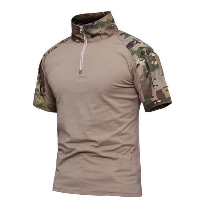 T-shirt Camouflage Homme Manches Courtes Séchage Rapide Pour Outdoor Et Chasse
