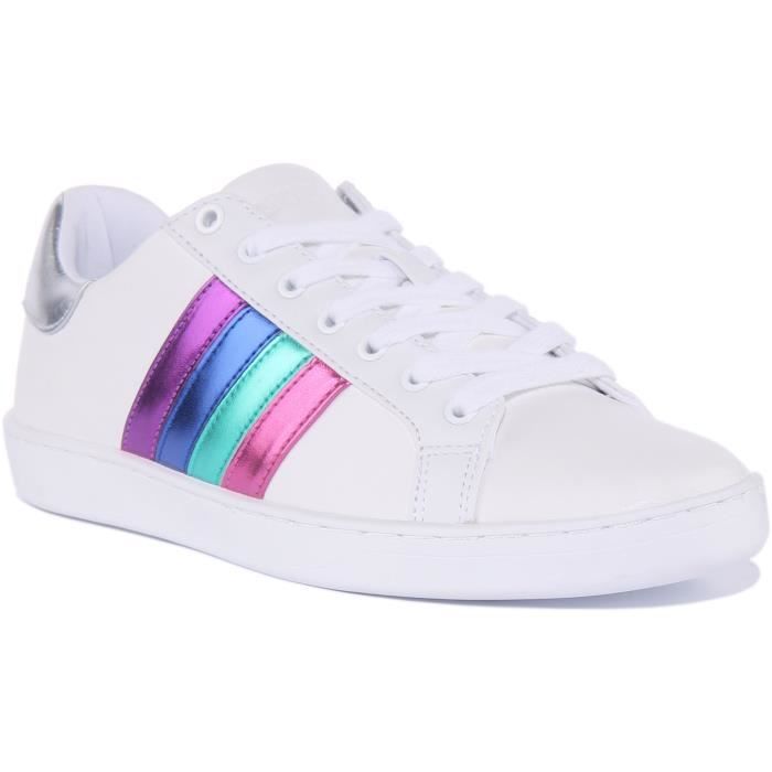 Guess Guess Jacobb Baskets en cuir à lacets pour femmes en blanc (Blanc 38)