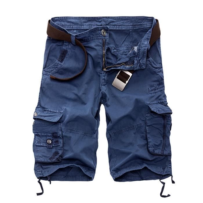 Short Cargo Camouflage Pour Hommes - Multi-poches - Coton Décontracté - Style Militaire - Taille Slim Fit - 4