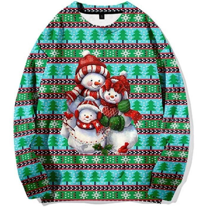 SWEATSHIRT Pull No l Femme Homme 3D Col Rond Pull Moche Grande