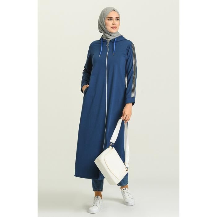 Abaya Noir Zippé Miss Cazibe - Taille 38/40 (M), Avec Poches, En Polyester, Neuf Sans étiquettes