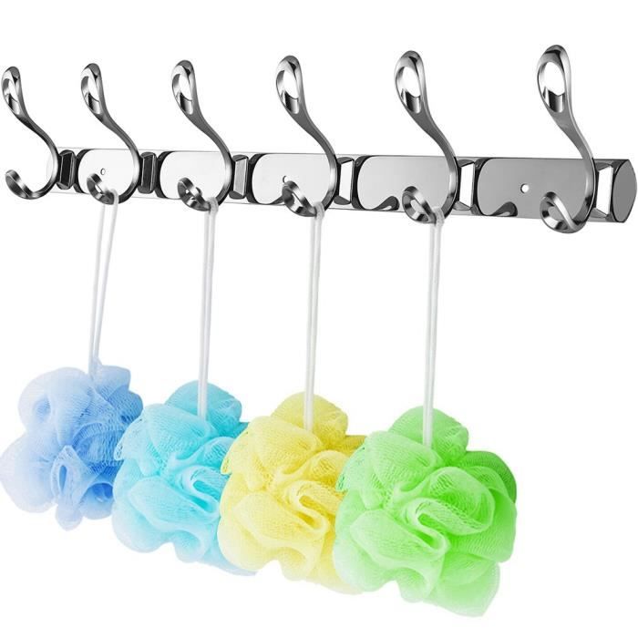Cintre Porte 5 Crochets Avec Boules En Bois - Design Moderne Pour Salle De Bain, Entrée, Rangement