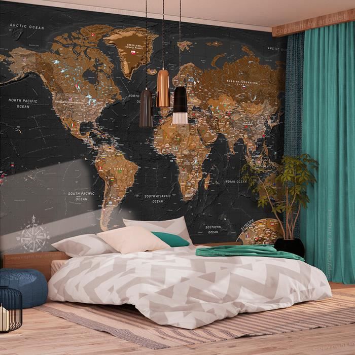 Papier peint Carte du monde World: Stylish Map 100x70 cm
