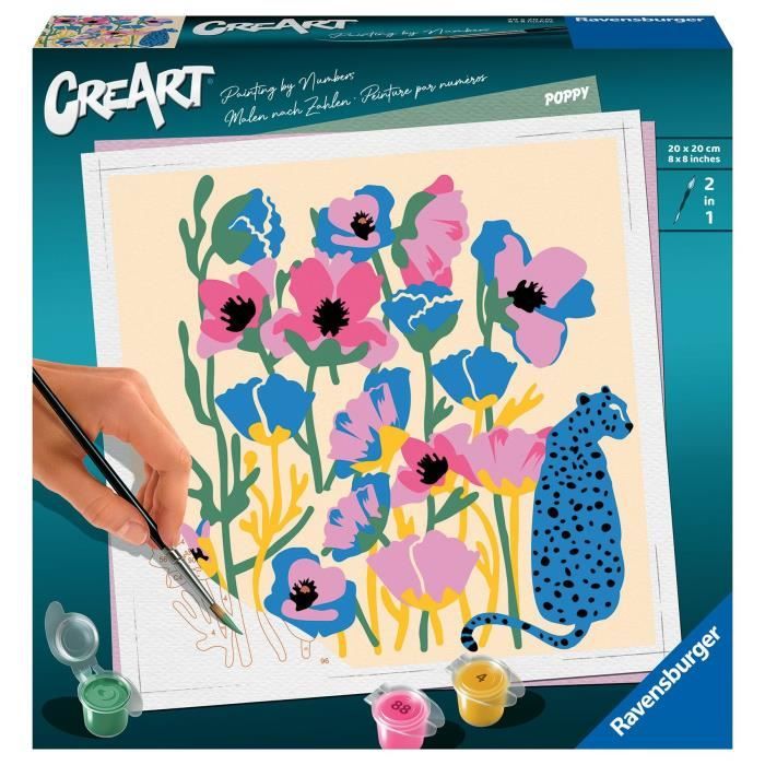 CreaArt Poppy - 20x20 cm - Edition limitée Jolane - Peinture au numéro Adulte - Dès 12 ans - Décoration murale - RAVENSBURGER