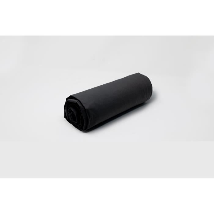 Drap Housse Uni Percale De Coton 80 Fils 140x190 Bonnet De 30cm Noir Salome Prestige Cdiscount Maison