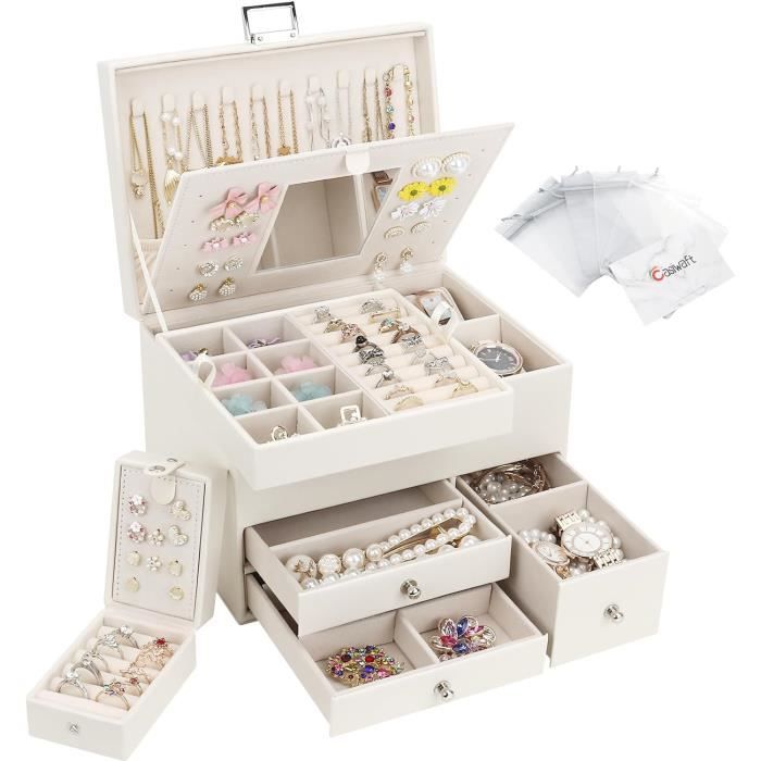 COSTWAY Armoire à Bijoux Pivotante à 360 Degrés, Organisateur De Bijoux Sur Pieds, Avec Grand Miroir Psyche Et Etagere De Rangement A Larriere Brun Fonce 85311544