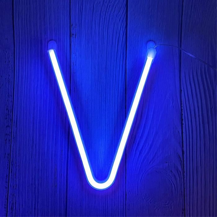 Lettre Lumineuse LED Néon - Lettre F Blanche - Alimentation Piles Ou USB - Décoration Chambre, Bar, Mariage - 22 Cm De Hauteur - 10