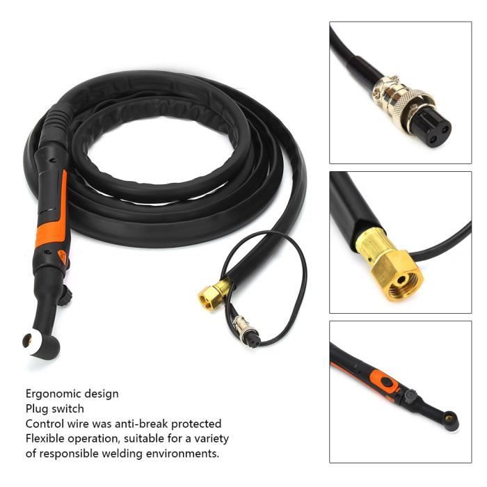 Torche De Soudage TIG WP-26 Avec Câble 4 M - Flexible Et Résistante à La Chaleur - Pour Soudure TIG Et Découpe Plasma