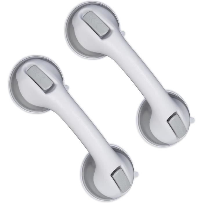 2pcs Poignée de Douche, 29cm Barres d'Appui pour Salle de Bains à 3 Ventouses, Poignée de
