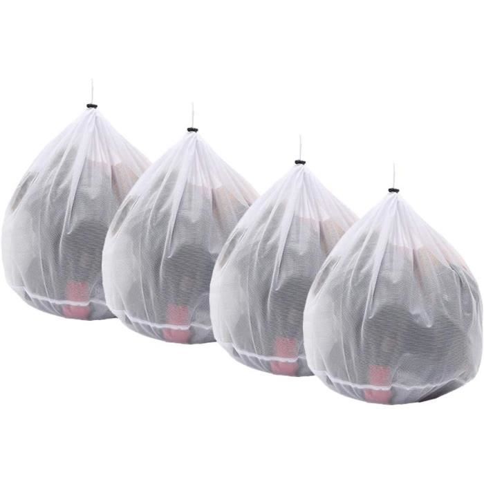 100 Sacs Filet Avec Cordon Serrage - Pour Légumes, Fruits, Bois De Chauffage - Blanc 50x80cm