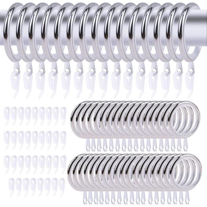 40 Pièces Anneaux De Rideaux Avec Clips Anneaux De Suspension En Métal Anneaux à Pince 25 Mm Diametre Interieur Argente 97260190