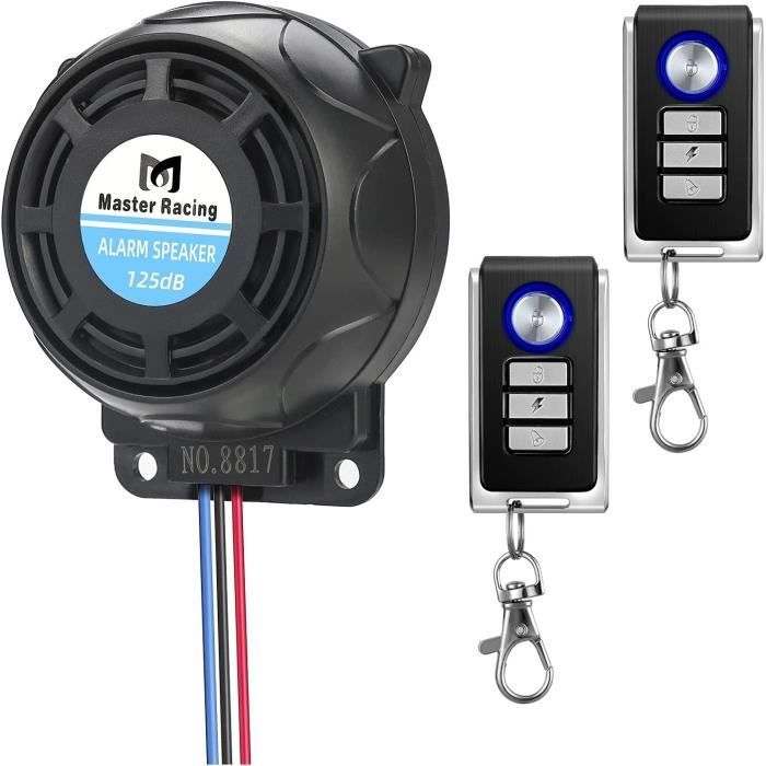 Rupse Système d'Alarme Moto Alarme de Vibration Étanche Antivol à Distance sans Fil avec Double Télécommande en Métal Sensibilit13
