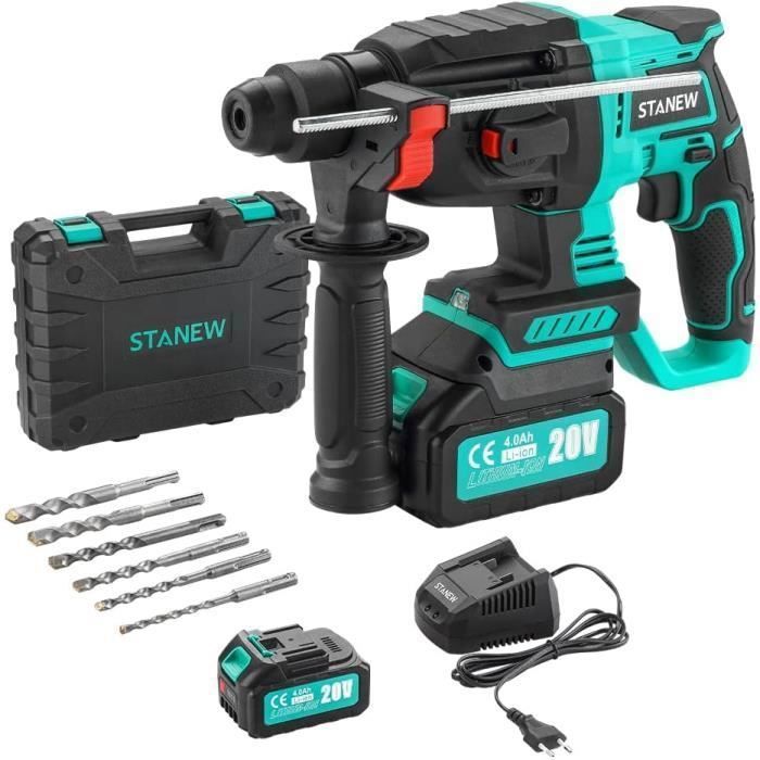Perforateur sans fil - STANEW - 20V 1000 tr/min - 2 x 40 Ah - SDS‑Plus - 17 J