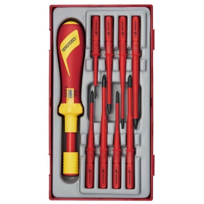Jeu de tournevis isolés - TENG TOOLS - TTVSD09 - 9 pièces - Protection jusquà 1000V - Norme IEC 60900