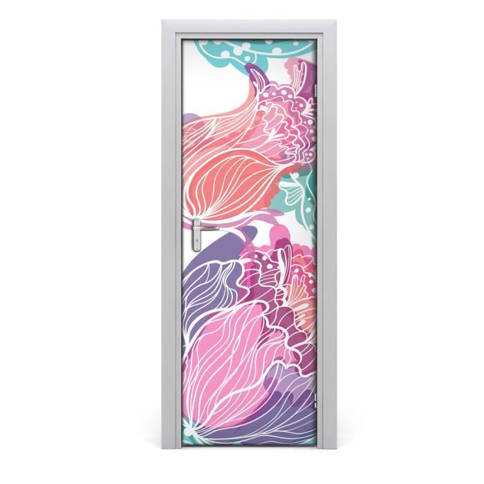 Autocollant De Porte Tulup Rayures Colorées - 75x205 Cm, Moderne, Neuf