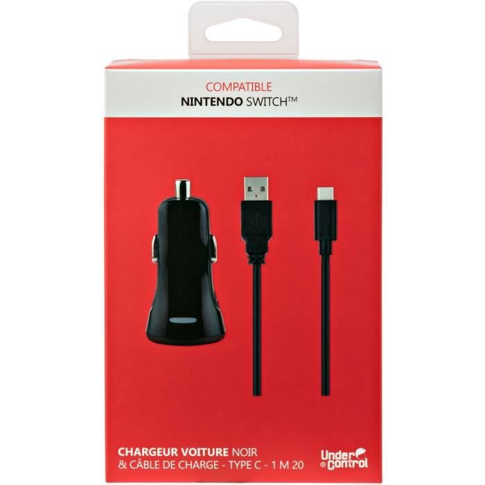 Chargeur voiture et câble de charge USB type C1 pour Nintendo Switch Noir Proxima Plus