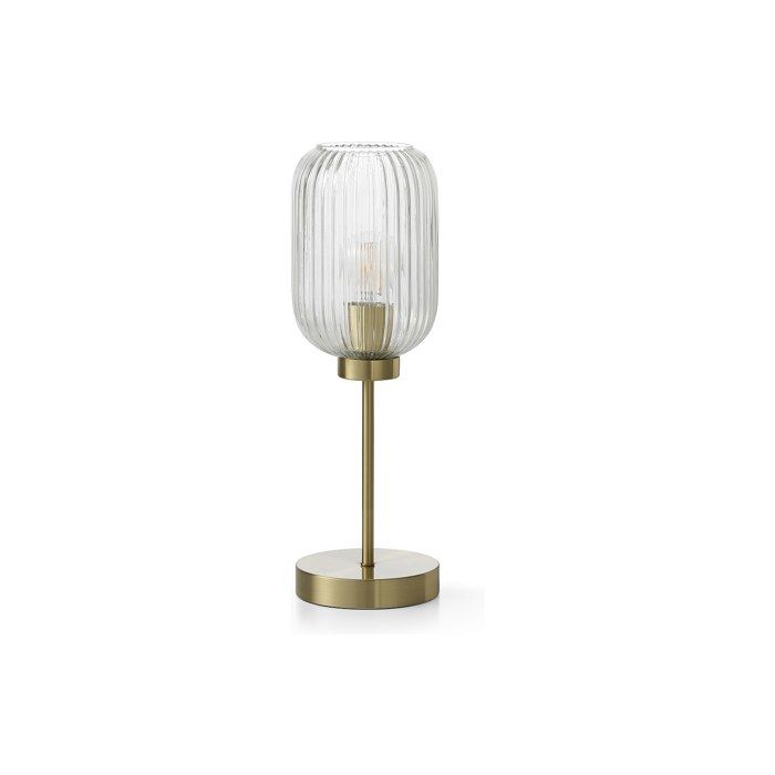 Lampe à poser en métal et verre strié - L. 14 x P. 14 x H. 43 5 cm - Doré - LOUXOR Lampe à poser en métal et verre strié - L. 14 x P. 14 x H. 43 5 cm - Doré - LOUXOR