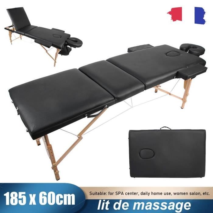 Table de massage pliante 3 zones en Bois + accessoires et housse de ...
