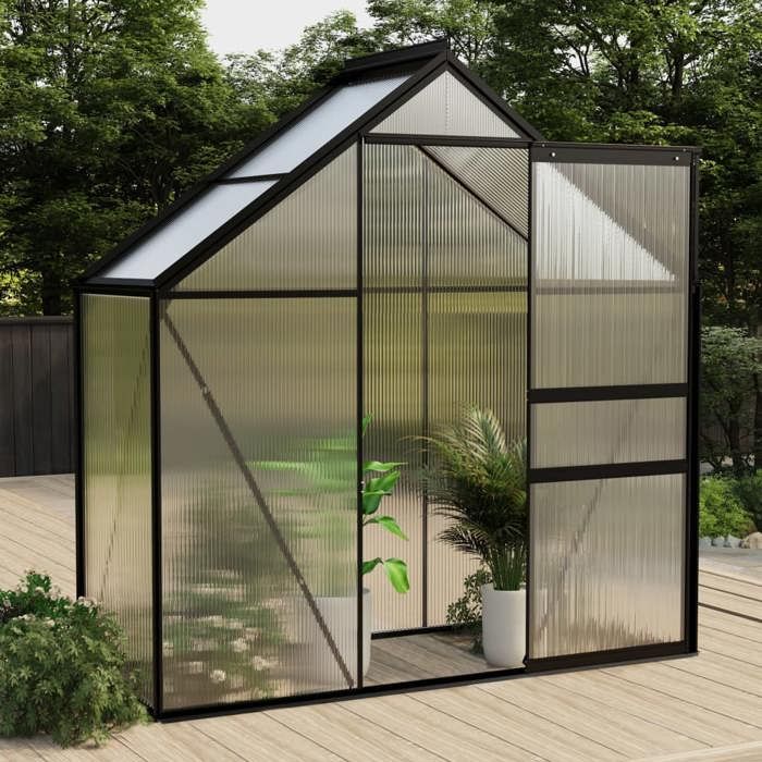 Serre En Verre VidaXL – Dimensions 155x200x191 Cm, Aluminium, Pour Plantes, Légumes, Jardin - 6