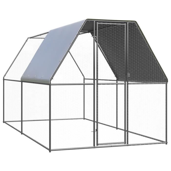 Poulailler D'Extérieur vidaXL – Acier Galvanisé, Toit Résistant, 2x12x2 m